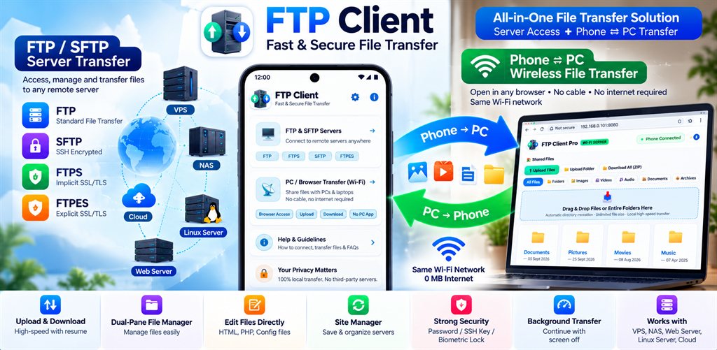 FTP Client File Transfer Official Feature Graphic