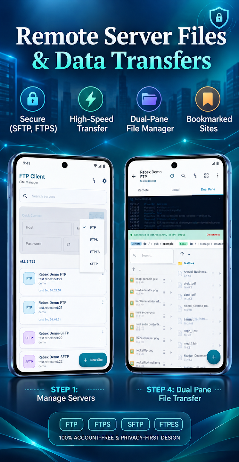Dual-Pane Remote and Local File Browser with Drag & Drop