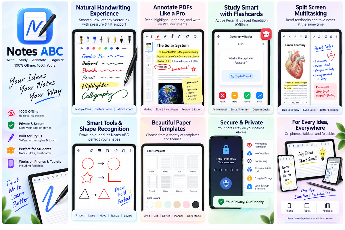 Pro Feature Panorama: Handwriting, PDF Markup, Flashcards & Split Screen